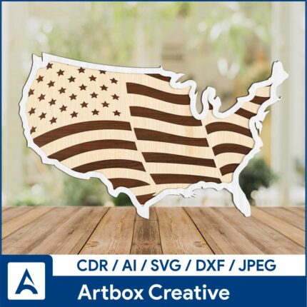 3 layer US flag and Map