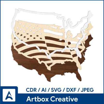 3 layer US flag and Map