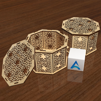 Laser cut box octagon with artbox logo