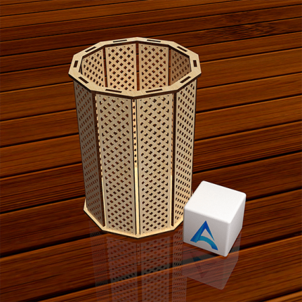 laser cut pen holder with artbox logo