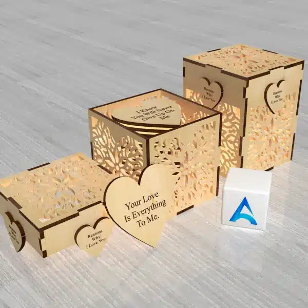 laser-cut hearts box