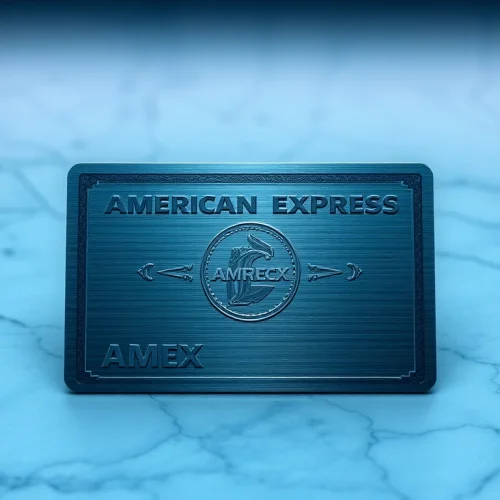 Amex card design, custom engraving